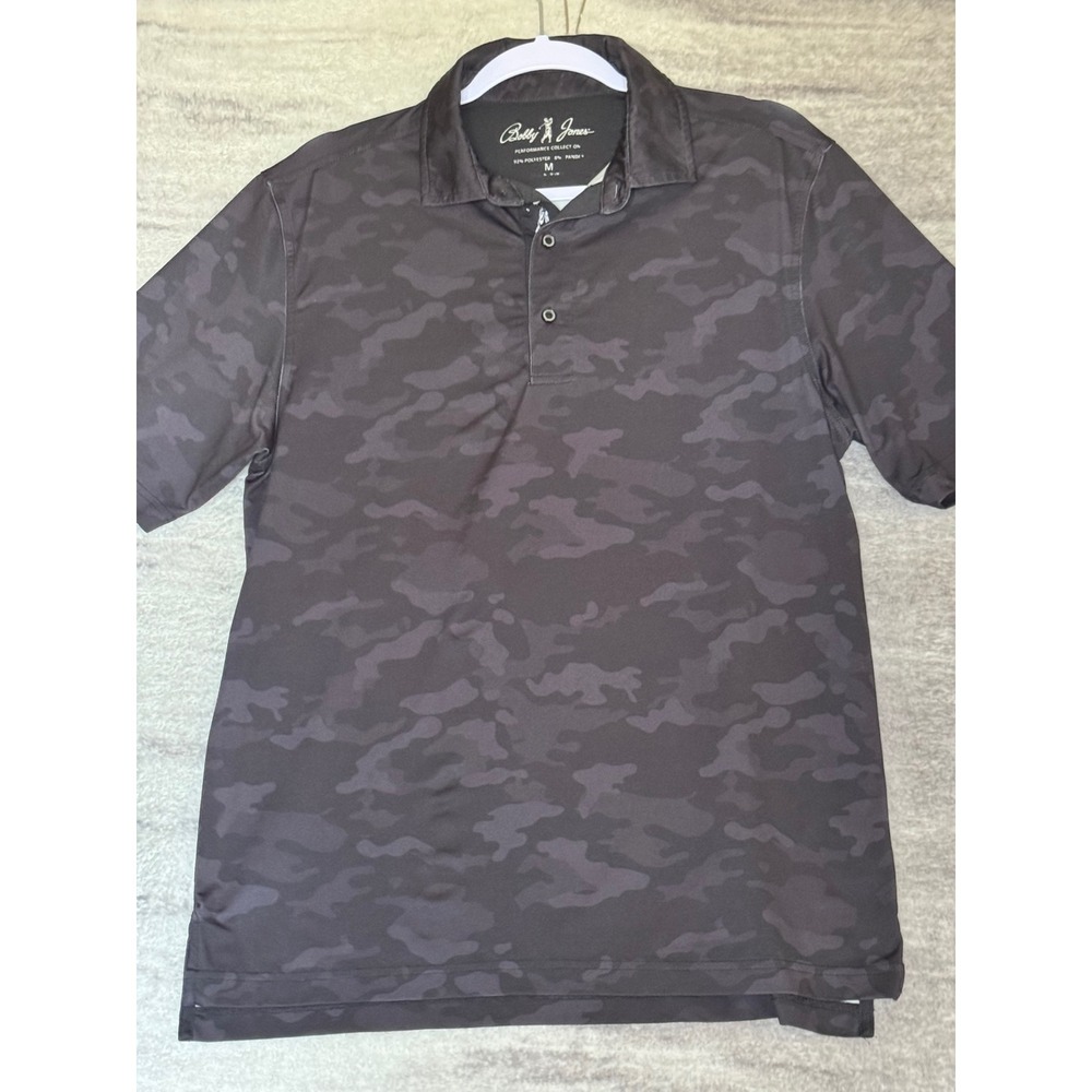 Bobby Jones Mens Performance Camo‎ Golf Polo Shirt Black Charcoal Size M Stretch